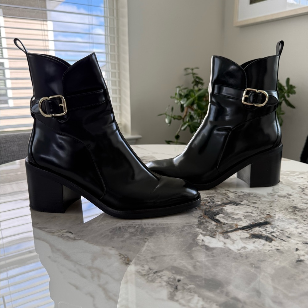 3.1 Phillip Lim Glossy Black Ankle Boots THE MOST AMAZING LEATHER